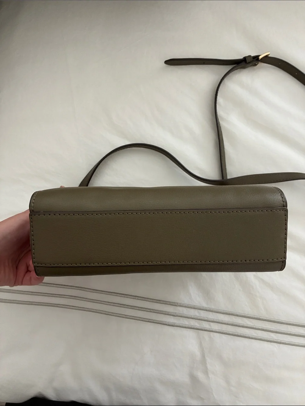 Michael Kors Olive Green Leather Crossbody with Gold Hardware